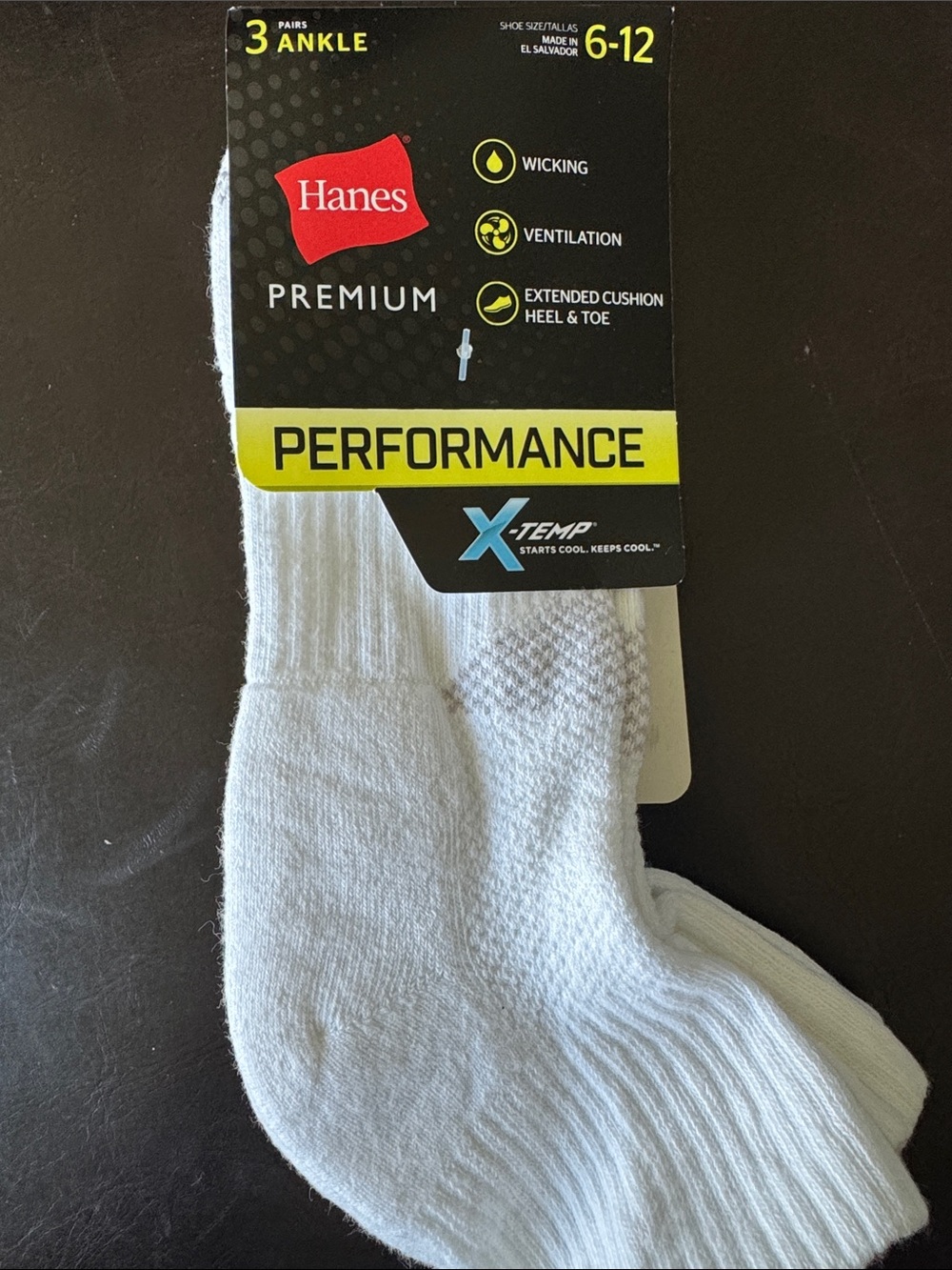 Hanes White Performance Ankle Socks (3 Pairs)